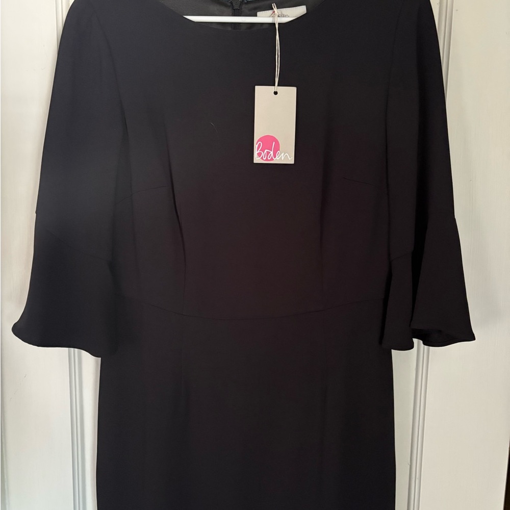 Boden Black Sheath Dress with Bell Sleeves